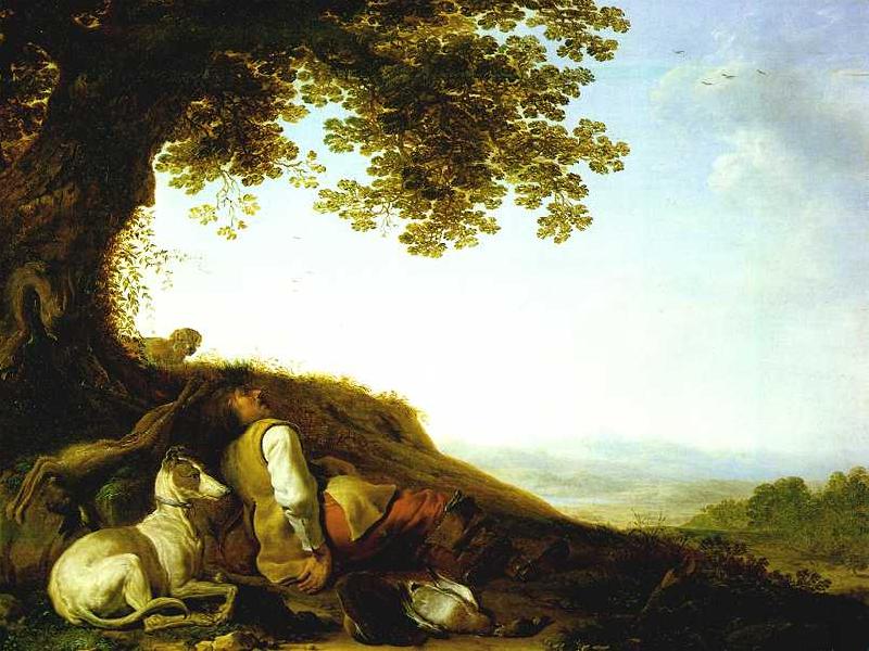 SAFTLEVEN, Cornelis Hunter Sleeping on a Hillside sg oil painting image